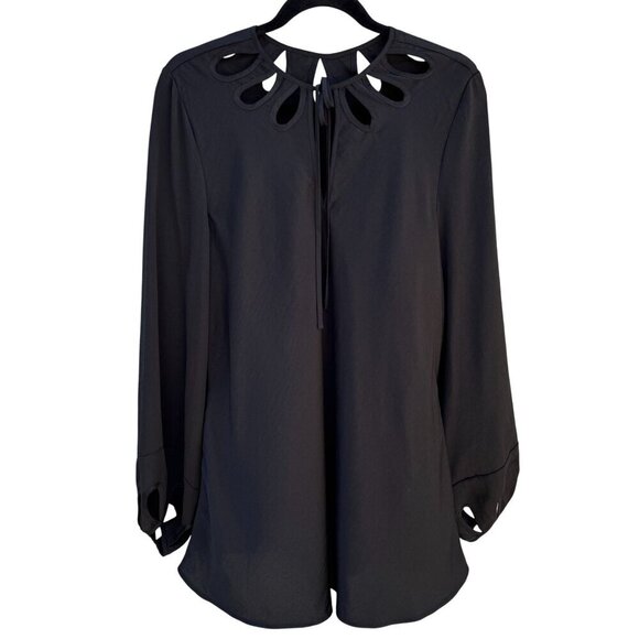 Got It Love It GILI Womens Black Long-Sleeve Cutout Neck Wrist Tie Tunic Top L - Picture 1 of 9
